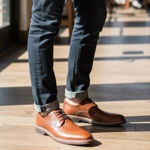 Florsheim Brown Leather Plain Toe Oxford Dress Shoes Mens Size 9 Derby